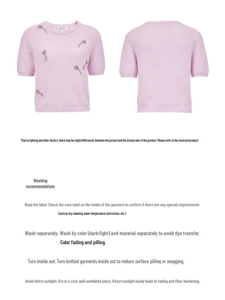 VEROMODA Women's Round Neck Knit Sweater with Rhinestone Embellishments