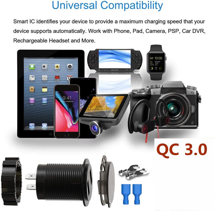 2USB Разъем для зарядки мотоцикла Цифровой светодиодный вольтметр+Реле для Kawasaki Versys650