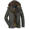 Winter Men's Cotton Coat Men's Velvet Thickened Large Size Hooded Mid-length Cotton Coat Jacket for Men