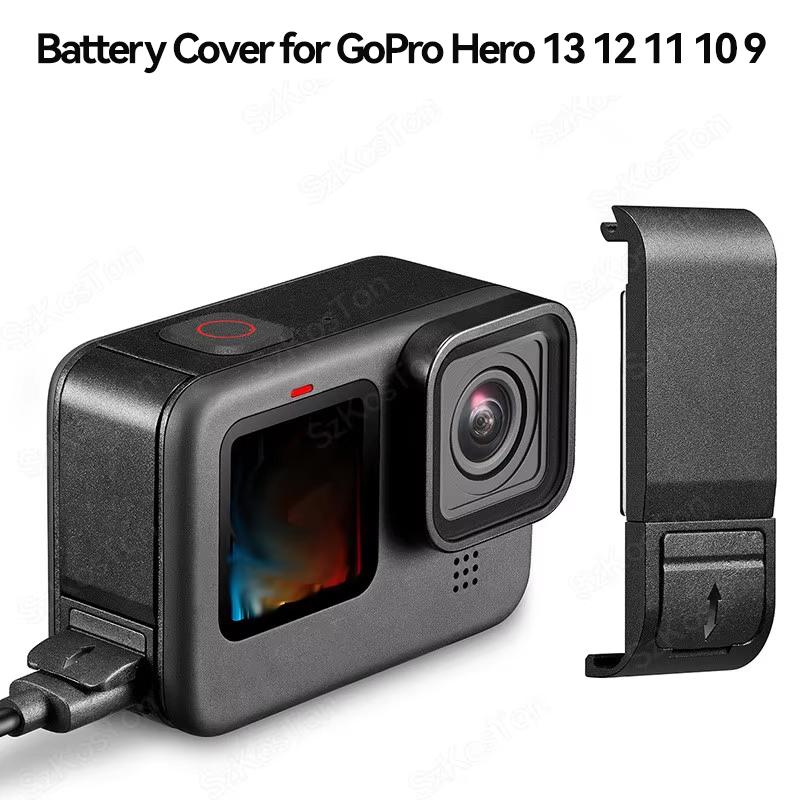 Портативная откидная крышка аккумулятора для GoPro Hero 13 12 11 10 9 Черная Съемная дверца крышки аккумулятора Боковой корпус с портом зарядки Type-C