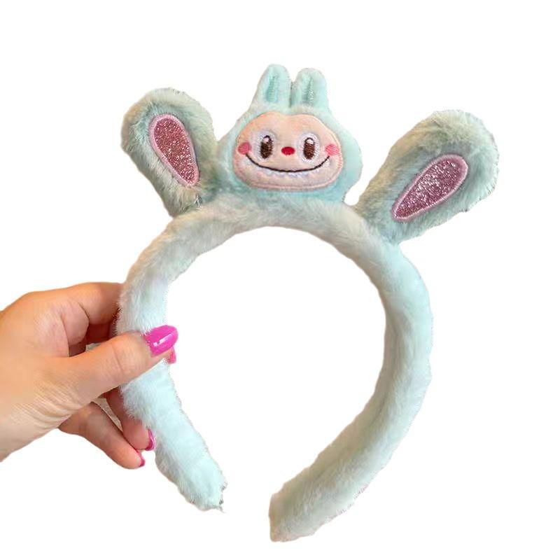 Обруч для волос Kawaii Labubu Повязка на голову Плюшевый головной убор Женский бутик Головной убор Аксессуары