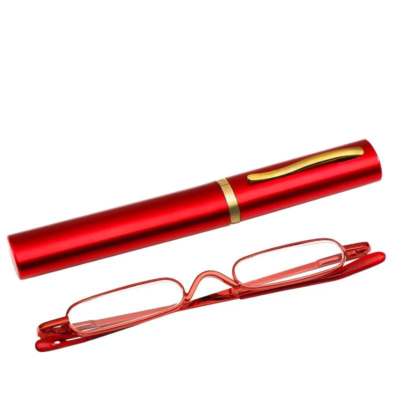 Ultra Light Reading Glasses High-definition Spring Frame Presbyopia Earwear Fashion Mini Pen Holder Portable with Glasses Case