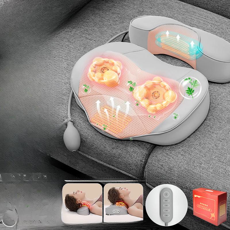 Многофункциональная массажная подушка с подогревом шейных позвонков, электрическая поясничная подушка безопасности, полностью автоматический домашний массажер с горячим компрессом Moxa