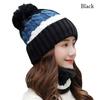 2PCS/Set Warm Scarf Set Neck Protection Beanies Hat Winter Knitted Hat  Women