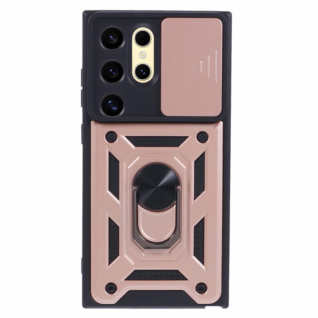 Для Samsung Galaxy S24 Ultra Чехол-подставка с защитой линз и выдвижным объективом