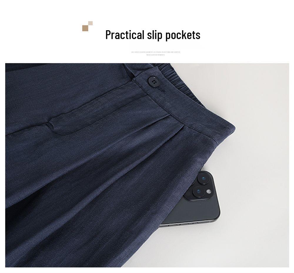 Lace-Up High Waist Cotton Linen Wide-Leg Cropped Pants