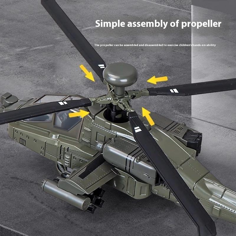 1:64 Боинг AH-64D Longbow Apache Тяжелый противотанковый ударный вертолет Модель военного самолета из литого сплава Декор для дома