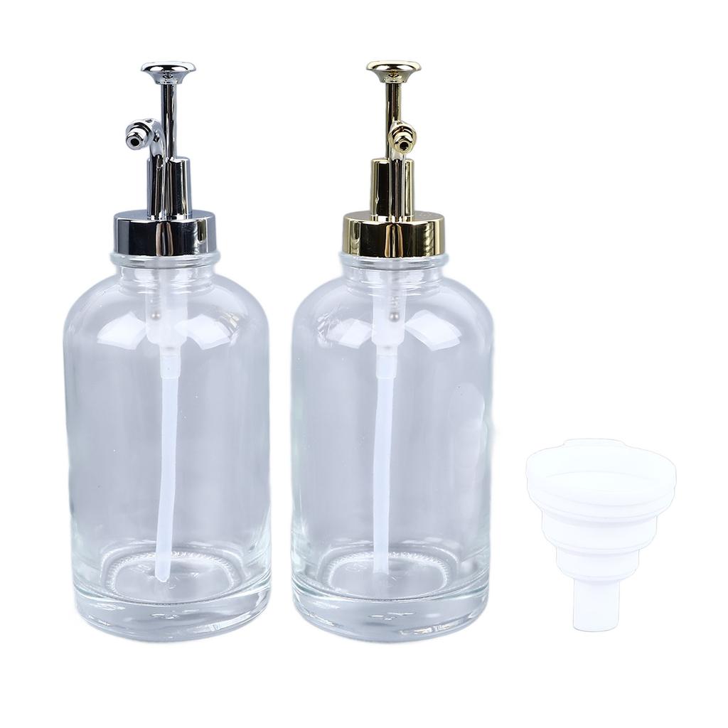 2PCS Coffee Syrup Dispensers 500ml Glass Bottle Dispenser with Stainless Steel Pump Coffee Bar
