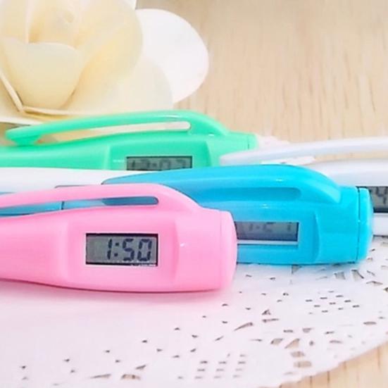 Цифровые часы-ручка Легкий дизайн с клипсой Пластиковые электронные цифровые часы-ручка для письма