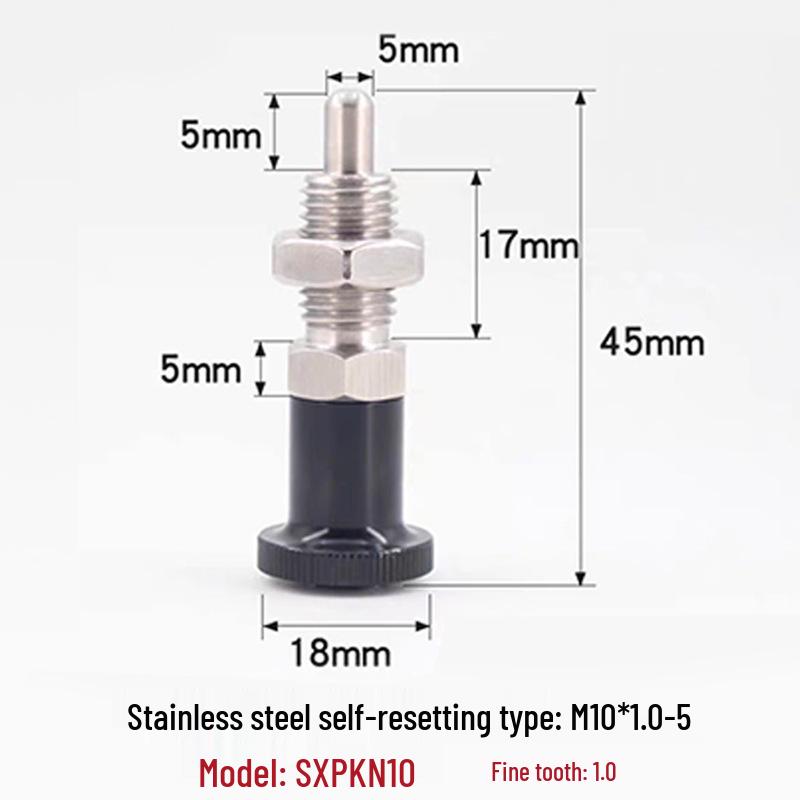 Stainless Steel/Carbon Steel Indexing Pin: Knob Plunger, Self-Locking, Re-Locking, Fine Thread, Complete Specifications