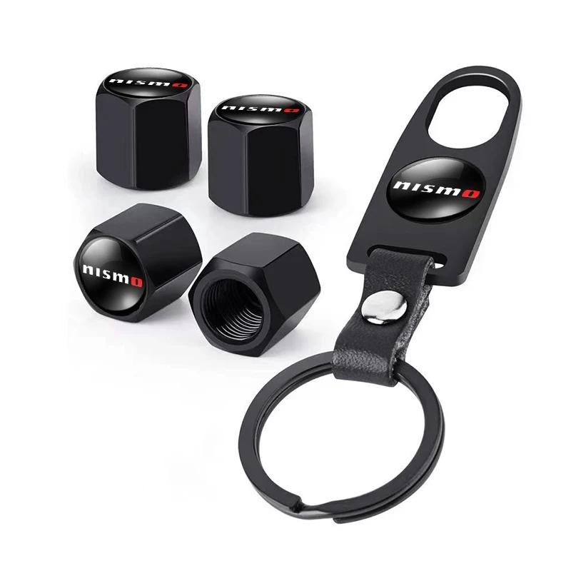 Car Styling Keychain Key Ring with Auto Tire Valve Caps Tyre Dust Cap For Nismo Nissan Teana Skyline Juke X-trail Almera Qashqai