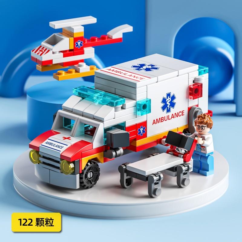 В НАЛИЧИИ Мини 6 в 1 Строительные блоки Сделай сам Обучающая игра для детей Полиция Самолет&пожарная машина&замок Модель Строительные блоки