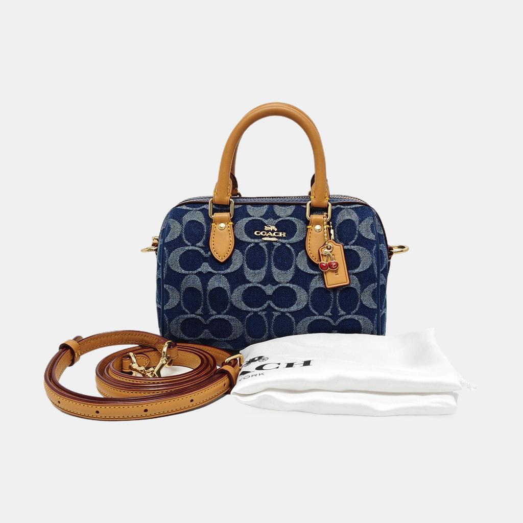 [Pre-Owned] Rowan 18 Brand Print Detachable Shoulder Strap Fabric Boston Bag - Excellent #1P1W10L