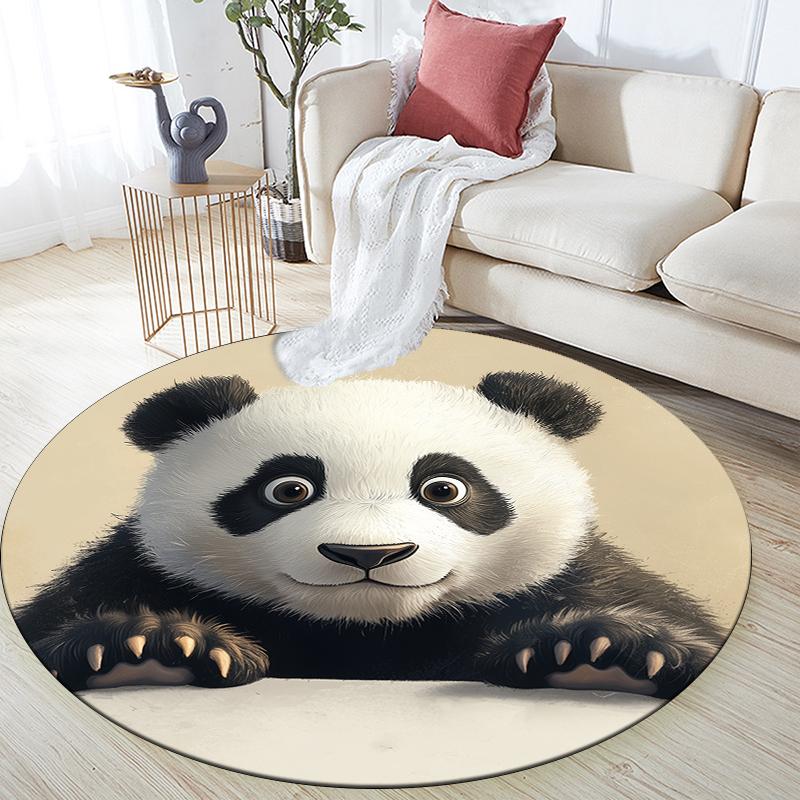 Круглый ковер с узором "Панда крупным планом", Ковер для гостиной, спальни, игровой комнаты, Нескользящий коврик для пола, Праздничные и Подарок на день рождения.
