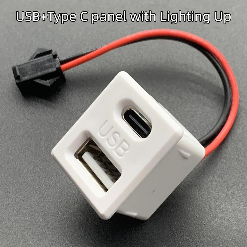 Двухпортовая USB-C розетка для зарядки, двухслойное основание с разъемами USB, быстрая зарядка, со встроенной USB-лампой для чтения, для путешествий