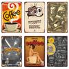 Coffee Vintage Metal Tin Sign Cafe Retro Metal Poster DIY Wall Stickers Home Bar Art Posters Decoration