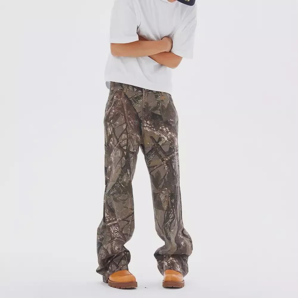 Мужские брюки прямого кроя камуфляжные рабочие - стиль для отдыха на природе