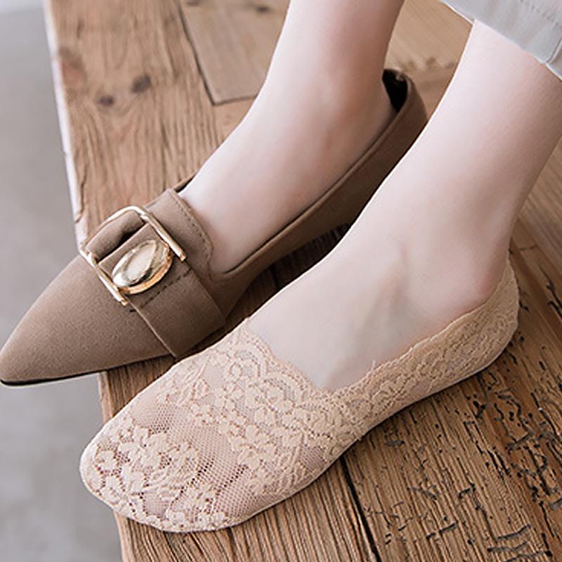 1/3 пары женских невидимых хлопковых подошв, нескользящие тапочки, носки-лодочки для девочек, летние носки из силикагеля с вишневым цветочным узором и кружевом