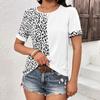 Женская летняя футболка с леопардовым принтом в стиле пэчворк с круглым вырезом и короткими рукавами для женщин