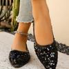Fashion 2025 New Plus Size 36-43 Women's Flats Sequin Comfortable Shallow Low Heel Loafers Fashion Daily Casual Pointed Toe Shoes Ladies