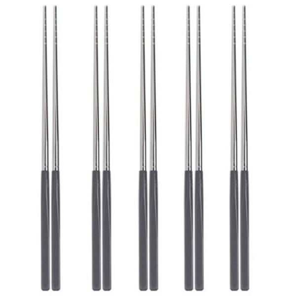 Maho Cutlery Tinted Adult Chopsticks, Charcoal Gray, 5 Pieces, Korean Popular Tableware