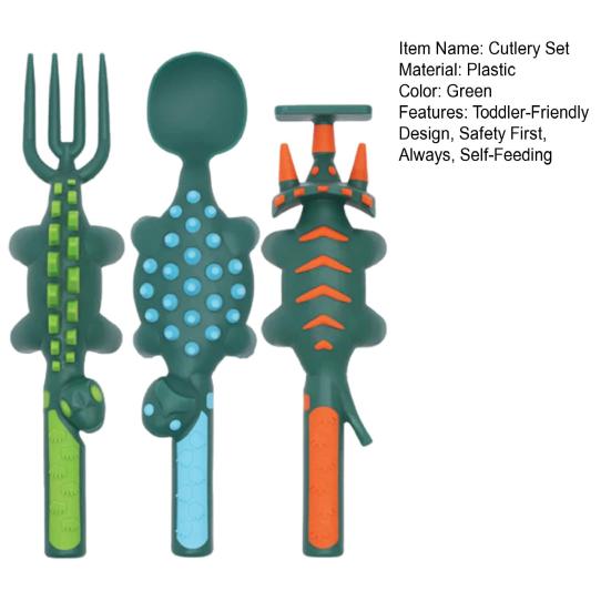 Набор столовых приборов для малышей в виде динозавра, вилка, ложка, толкатель, детский набор столовых приборов для веселых приключений во время еды, кухонные принадлежности без бисфенола А для самостоятельного питания и независимости