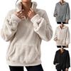Sweatshirt For Women Half Zip  Pocket Drop Shoulder Teddy Sweatshirt Stand Collar Sweatshirts For Women