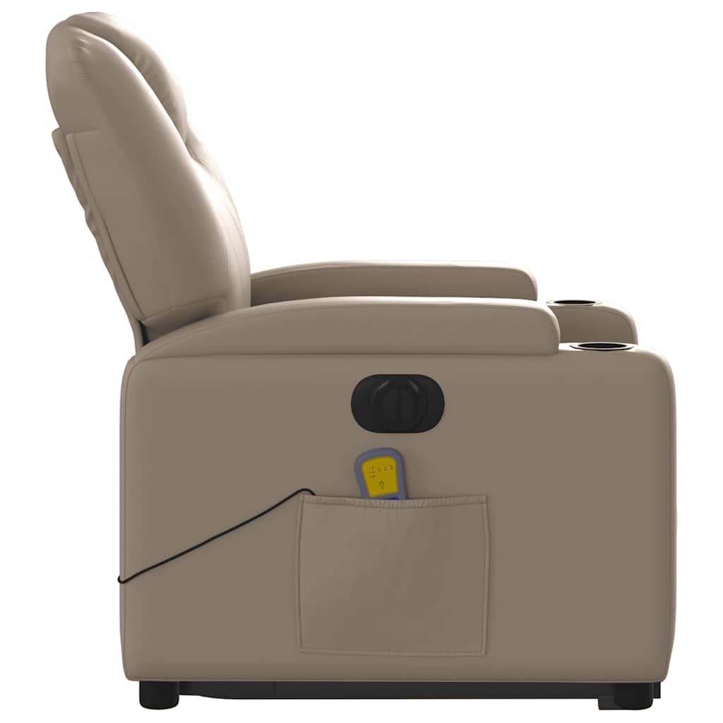 Electric Massage Recliner with Rising Function Cappuccino Artificial Leather