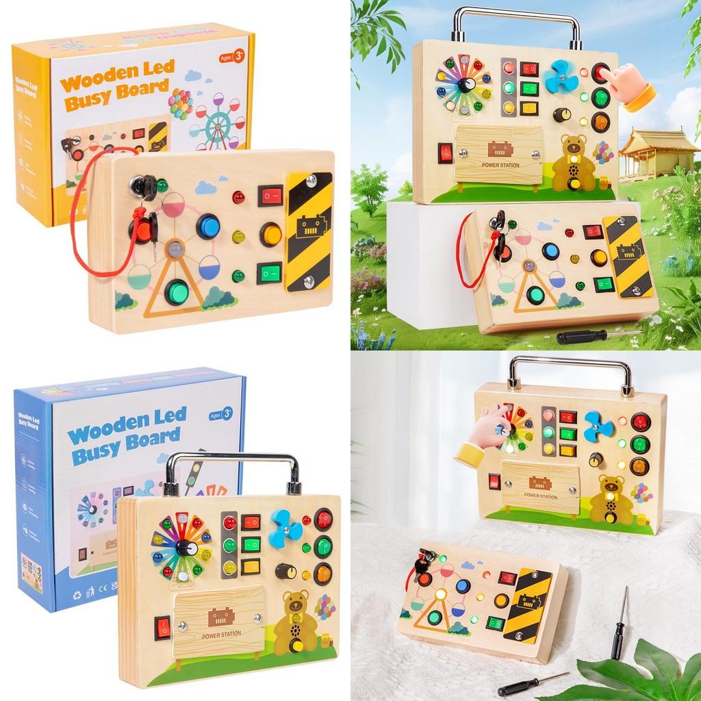 Wooden Switch Game Board Children Puzzle Toy Set With Led Lights For Preschool Early Education And Interest Cultivation