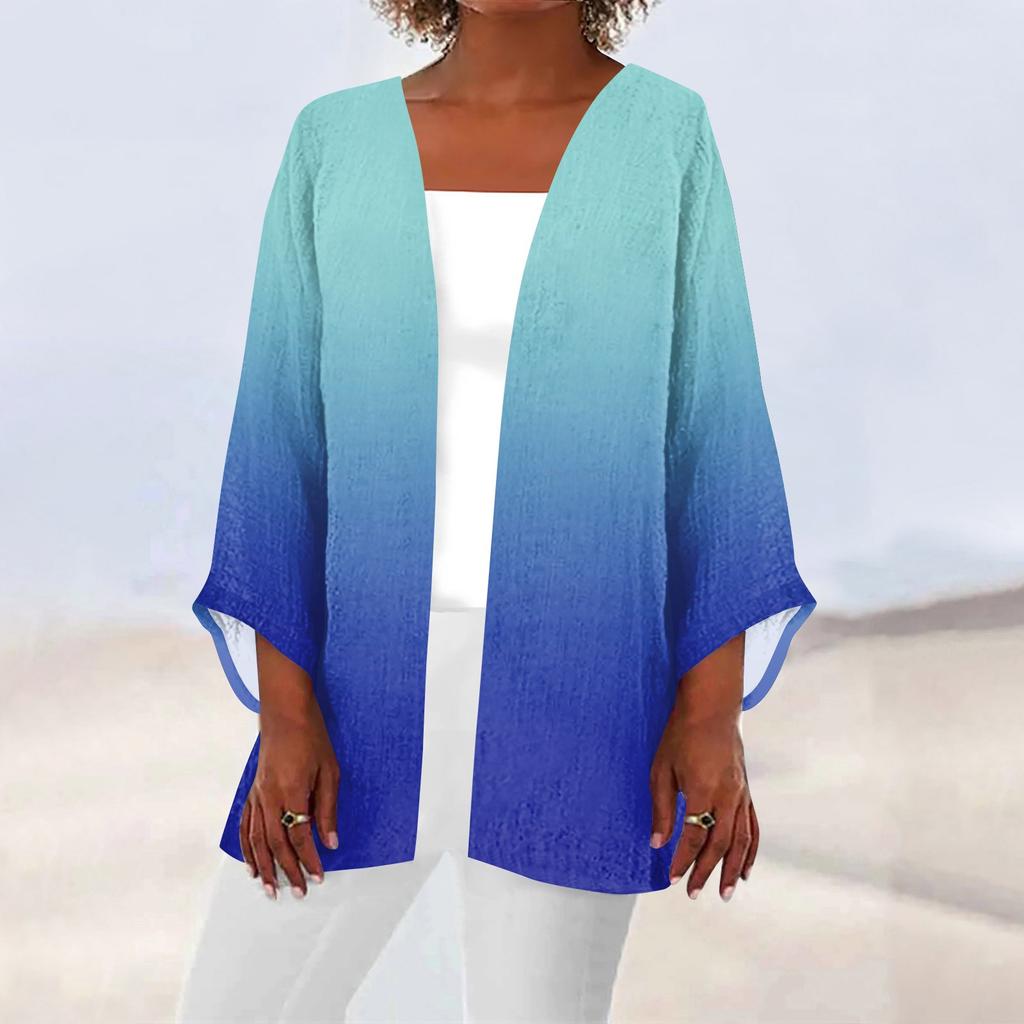 Женская повседневная модная легкая куртка средней длины с принтом в стиле ретро, ​​кардиган