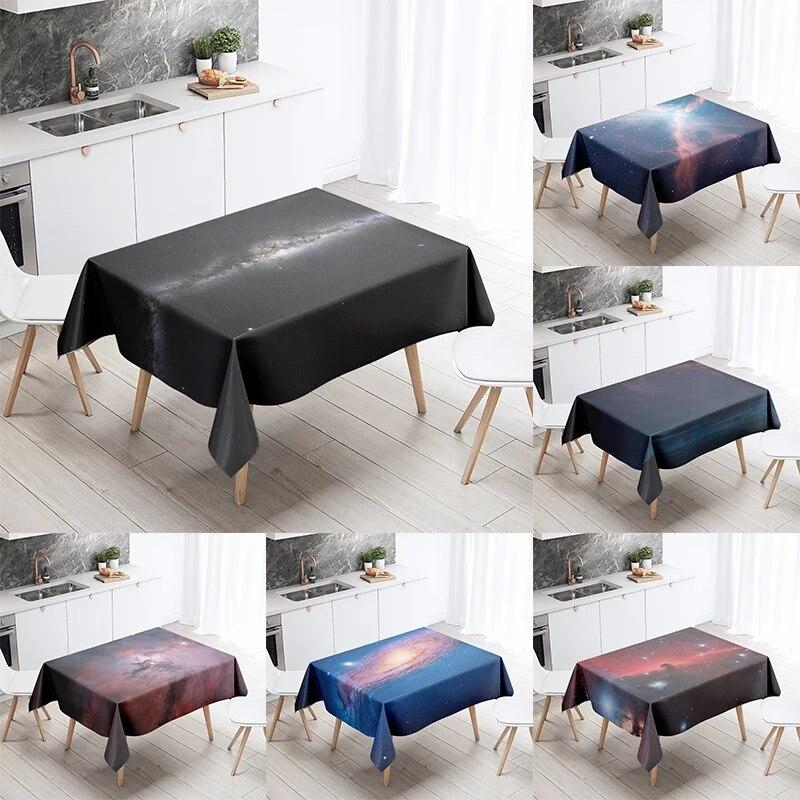 Starry Universe Tablecloth Cumulus Antifouling Waterproof Rectangular Kitchen Dining Table Home Decoration