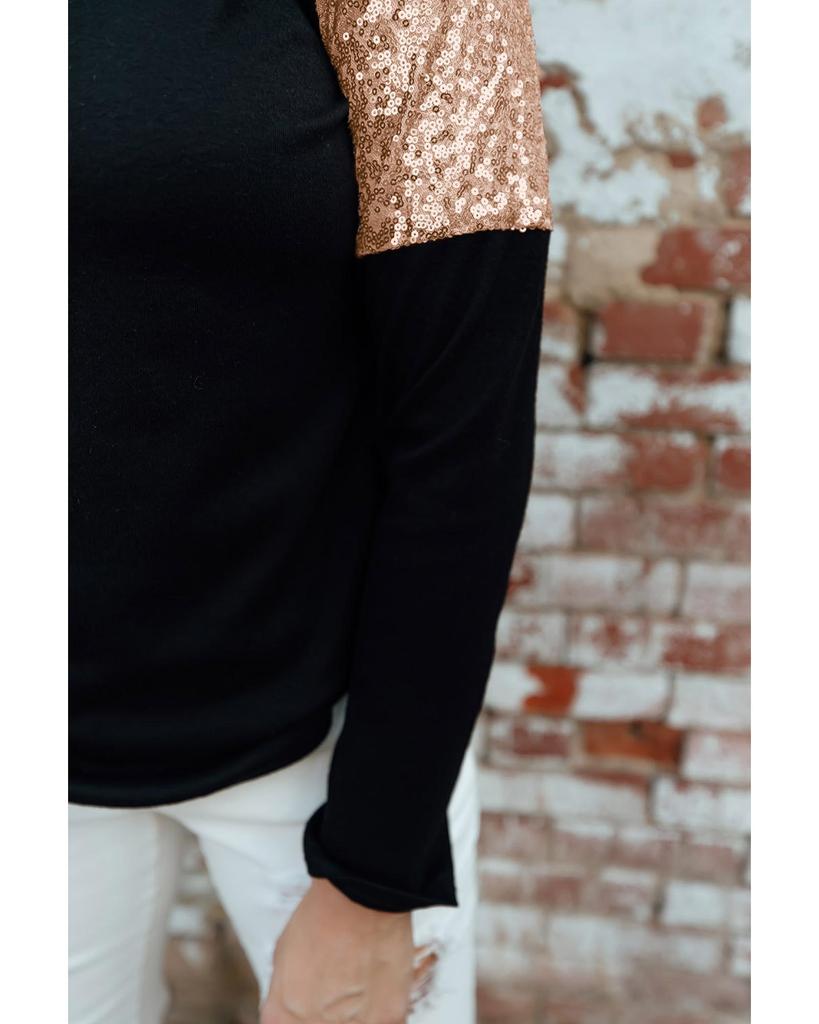 Azura Exchange Топ с длинными рукавами и пайетками на плечах