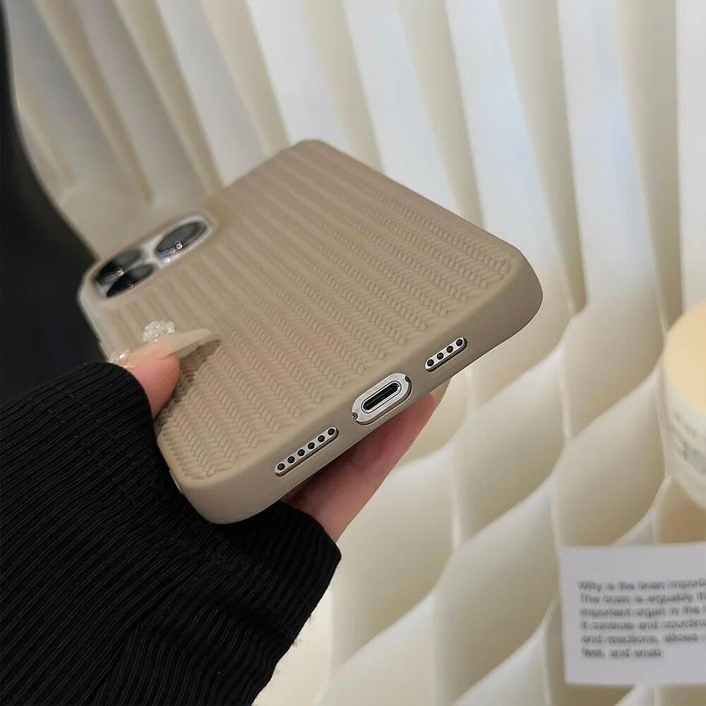 Винтажный тканый чехол для телефона с узором для iPhone 15 14 13 12 11 Pro Max Plus, однотонный противоударный бампер, мягкие силиконовые задние чехлы