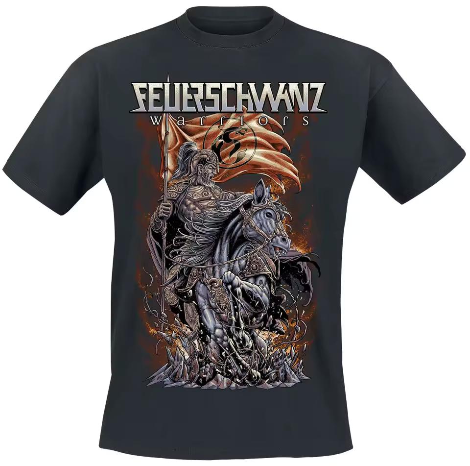 Feuerschwanz Inspired Cotton T-shirt Warriors Knight on Horse Folk Metal Streetwear Tee