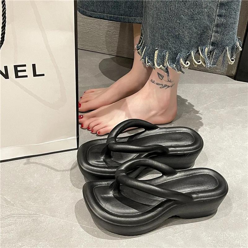 2024 Модные женские тапочки Летние тапочки Eva на танкетке Нескользящие домашние тапочки для улицы Женские сандалии Шлепанцы Pantuflas Mujer