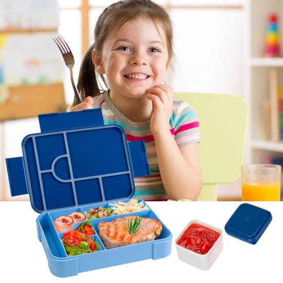 Ланч-бокс Bento, герметичный, с 6 отделениями, ложкой, вилкой, соусницей, контейнером для еды без бисфенола А для школьных закусок