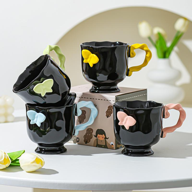 Personalized Design Three-dimensional Butterfly Cup Retro Medieval Girls Coffee Cup Mug Wedding Company Gift Souvenir