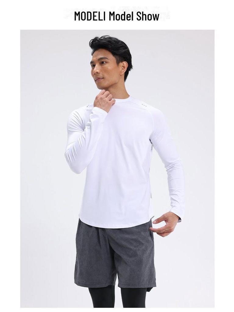 Мужская быстросохнущая спортивная футболка с длинным рукавом Dijia для бега, баскетбола, фитнеса, езды на велосипеде и пешего туризма.