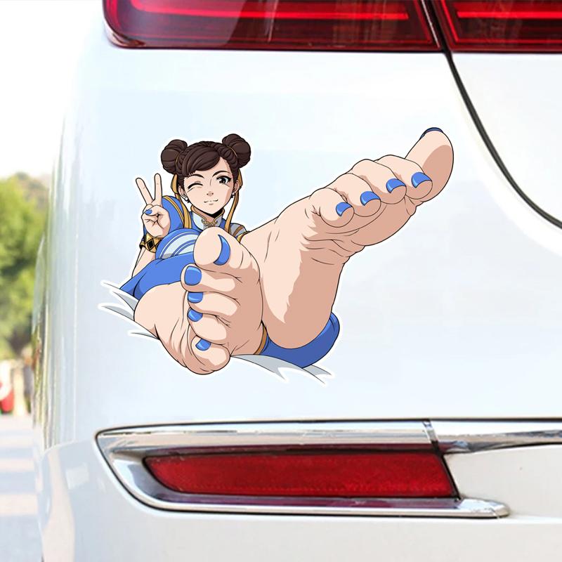 Наклейка на автомобиль с изображением девушки-аниме, виниловая наклейка с изображением мультфильма, самоклеящаяся наклейка для стеклянных поверхностей, одноразовое автомобильное украшение JDM для багажника, бампера, защиты дверей