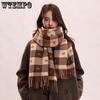 Women's Autumn Winter Sweet Scarf Korean Style Plaid Small Love Pattern Christmas Warm Vintage Warm Scarf