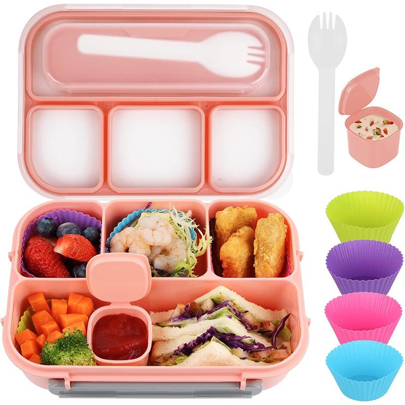 16-Piece Plastic Bento Lunch Box Set for Students with Microwave-Safe Compartments and Fruit Picks