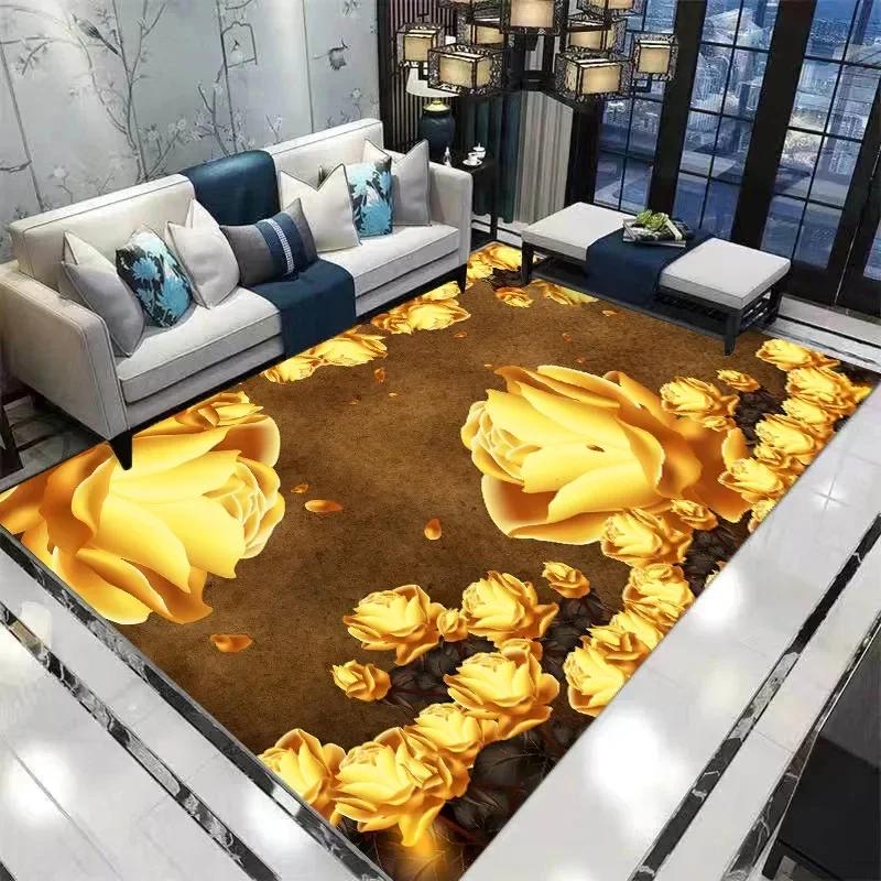 Декор для дома Коврик у входной двери Цветок Роза Пасторальный 3D-принт Ковер для гостиной Мягкий Нескользящий Напольный коврик Ковер Декор для спальни
