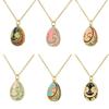 Bohemia Style Colorful Enamel Pendant Zircon Necklace Pendant Fashion Easter Egg Pendant  Bridal