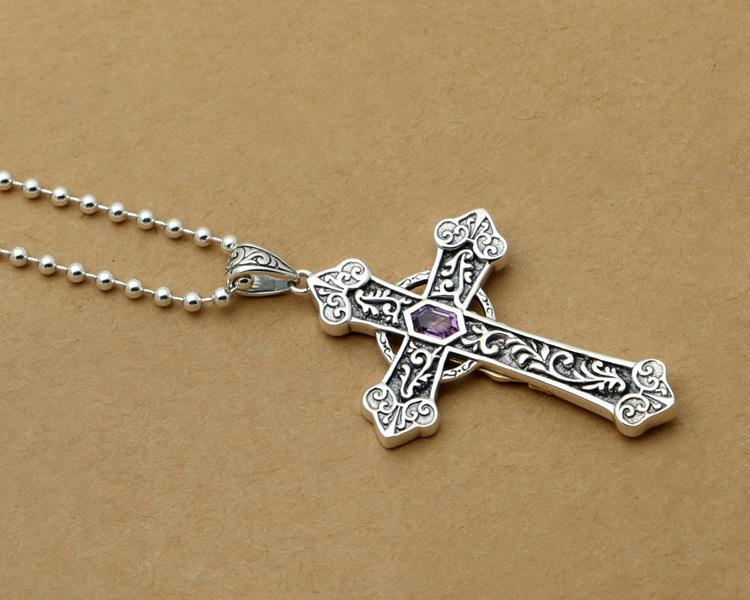 S925 Sterling Silver Korean-Style Virgin Mary Cross Pendant for Men and Women