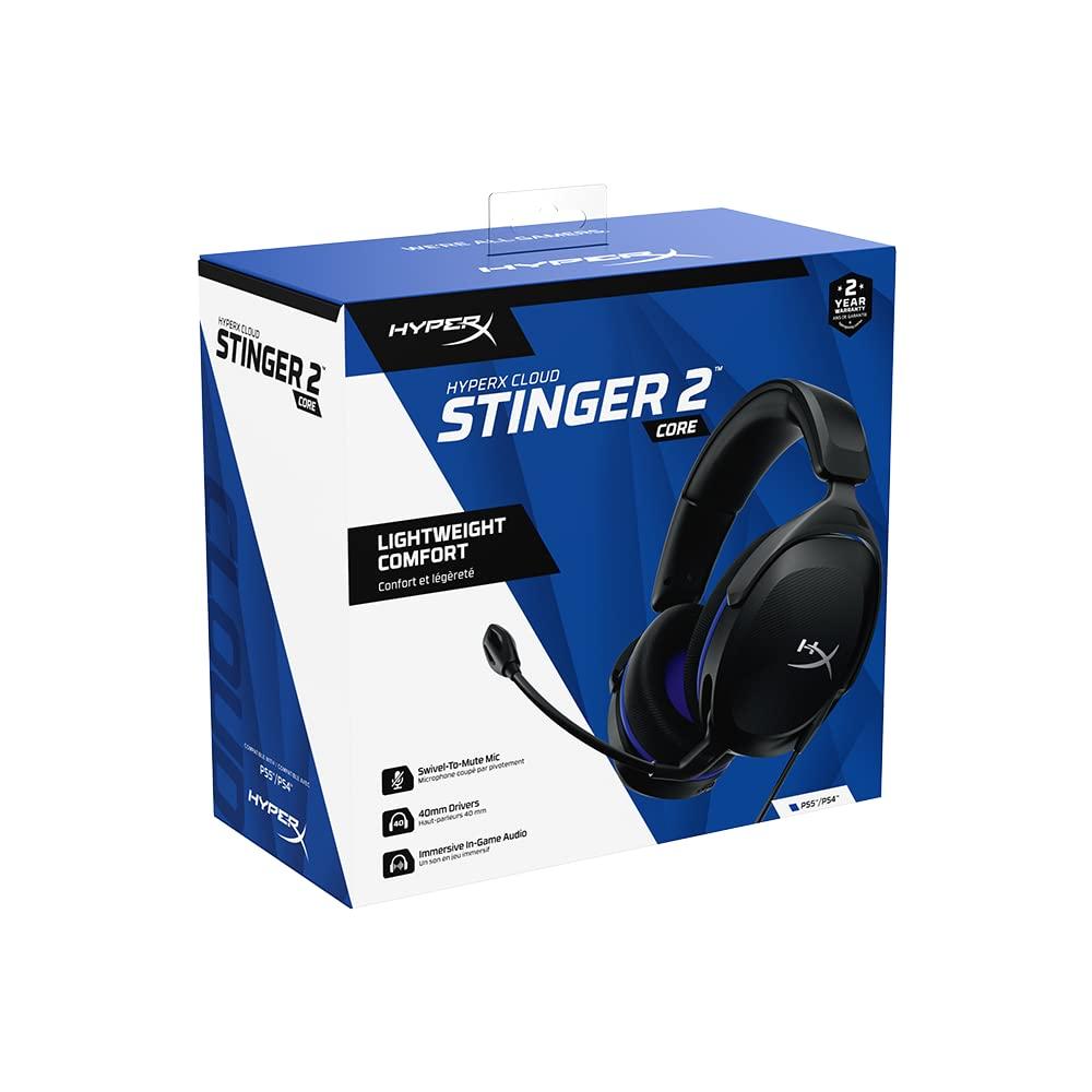 HyperX Cloud Stinger 2 Core PlayStation Gaming Lightweight Headset with Rotating Mute 40mm Drivers Black - Headset, Over-Ear Mic, Function, -