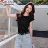 Woodpecker Women's Flutter Sleeve Slim Fit Round Neck T-shirt