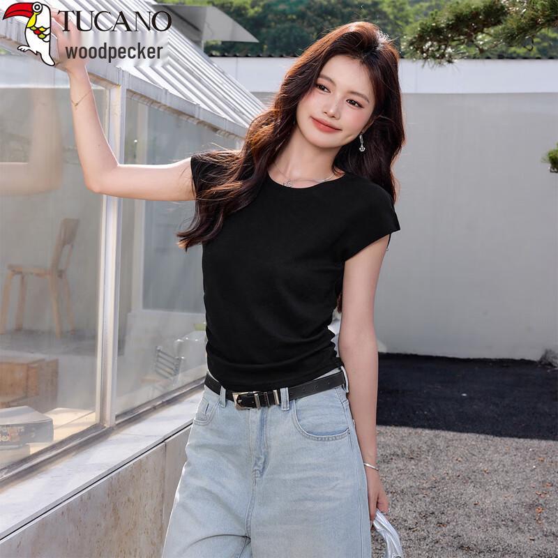 Woodpecker Women's Flutter Sleeve Slim Fit Round Neck T-shirt
