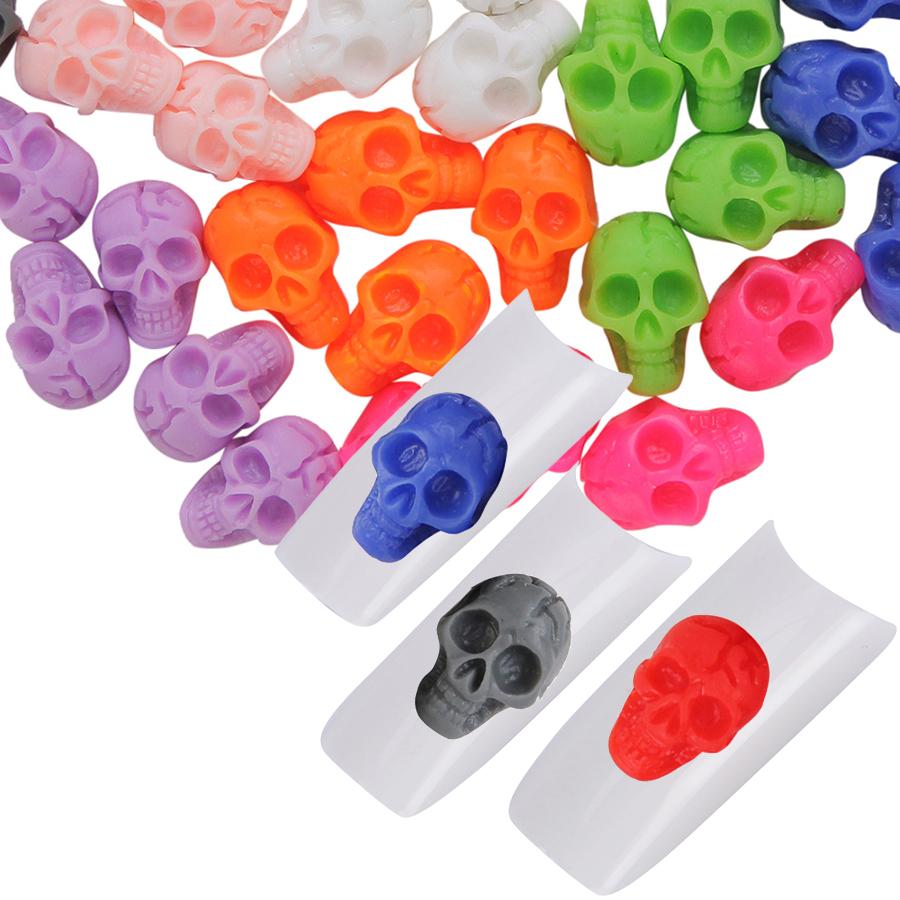 10/30/50/100 шт. Полимерные черепа, шармы для нейл-арта, плоские бусины, панк, украшение для ногтей на Хэллоуин