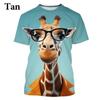 Funny Giraffe 3D Printed Men's T-shirt Cartoon Animal Hip Hop Casual Street Men's And Women's T-Shirt Tops