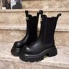 Women High Heels Platform Ankle Boots Chunky Leather Cotton Shoes Brand Classic Shoes Woman 2024 Trend Winter Goth Botas Mujer